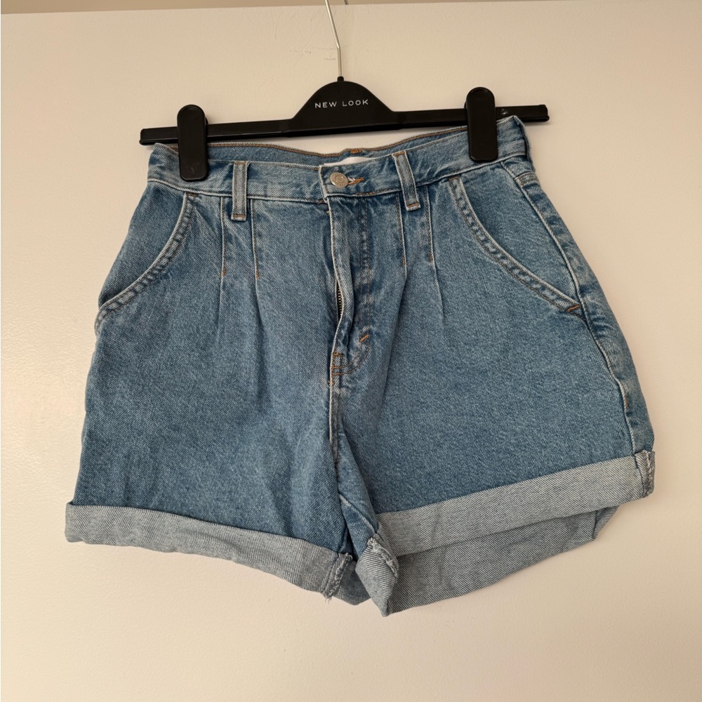 Topshop denim shorts with rolled hem